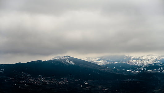 Luchtfoto, foto, berg, wolk, sneeuw, natuur, rust