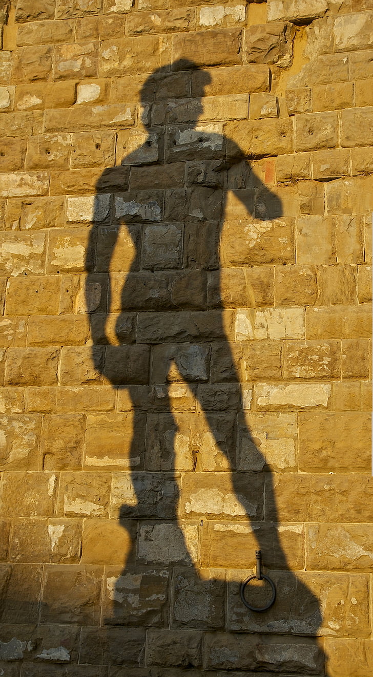 σκιά, Δαβίδ, Μιχαήλ Άγγελος, Φλωρεντία, Ιταλία, τοίχου, πέτρα