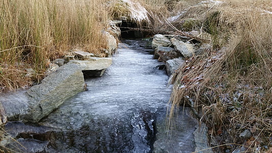 river, stream, the nature of the, frozen, winter, ice, cold