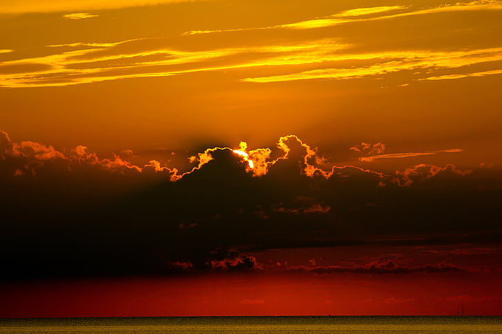 Захід сонця, червоний, помаранчевий, красивий ландшафт, під час заходу сонця небо, барвистий, НД