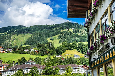 St johann, Áustria, Alpes, paisagem, férias, montanhas, arquitetura