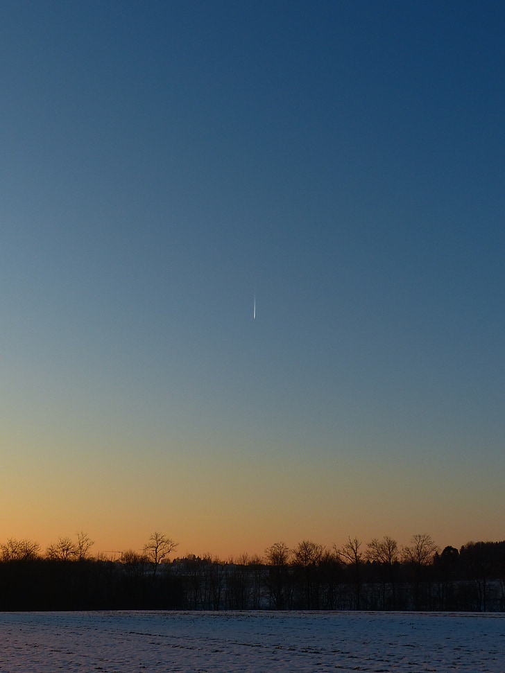 landscape, winter, comet, tail, shooting star, meteorite