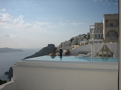 zee, Santorini, romantische, Griekenland, uitzicht op zee, hemel, Zwembad