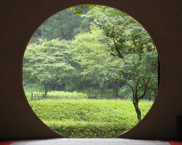 Zen, Portal, Japan, cirkel, døråbning, vindue, gateway