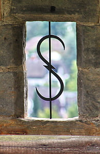 finestra, parete, pietra, griglia, metallo, vecchio, costruzione