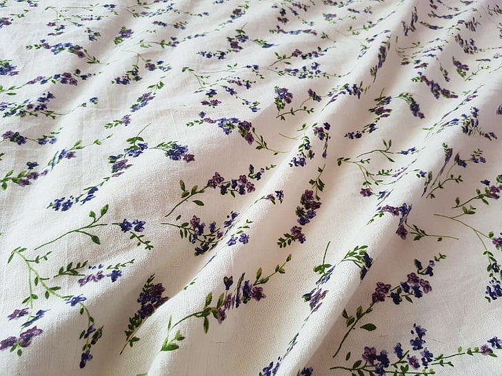 lavendel, sängkläder, tyg, vit, lila, säng, blomma
