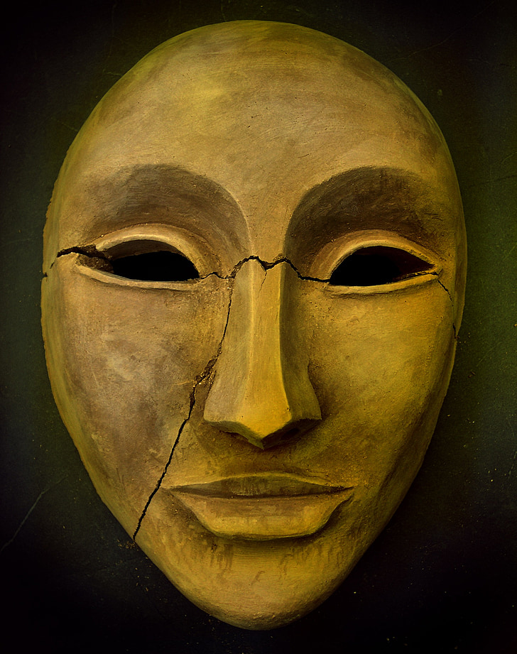 maska, keramické, múzických umení, Ľudská tvár