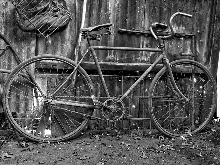 cykel, gamla, cykel, cykel, retro, rida, idrott