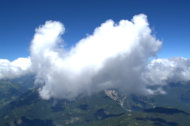 jobb szélen, Ostalpen, Zugspitze, felhő, alpesi, hegyi, Bajorország