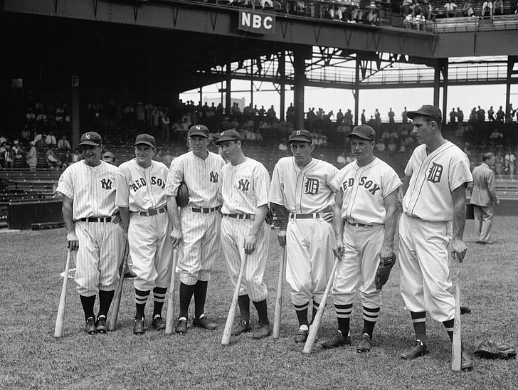 Baseball, tím, Šport, všetky hviezdy, 1937, skupina, čierna a biela