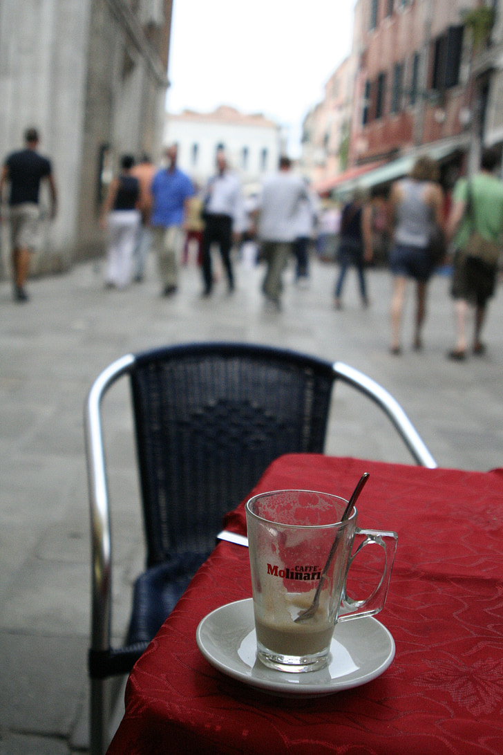 kaffe, tabell, Venedig, resten, stol, Street, Café