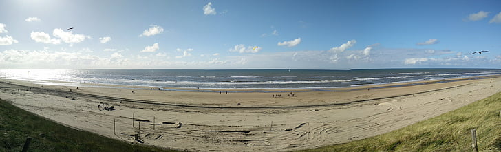 Panorama, Zandvoort, mar, praia, feriados, Verão, paisagem