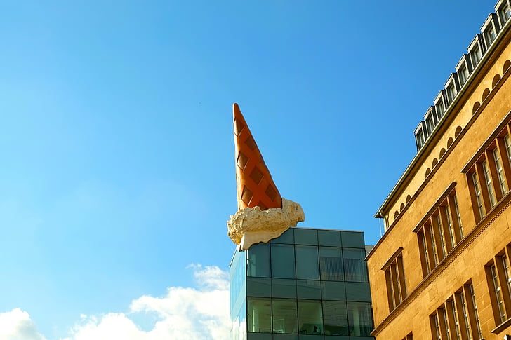 Downtown, budova, Architektúra, Kolín nad Rýnom, umenie, ľad, kužeľ zmrzliny