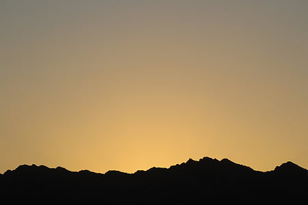 silueta, montaña, puesta de sol, desierto, Francia, al atardecer, Scenics
