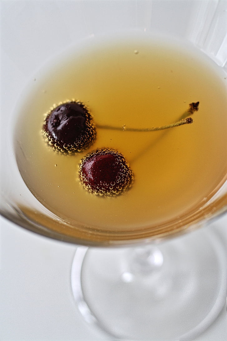 kirsikka, juoma, Martini, cocktail, kuplia, Martini lasi, punainen