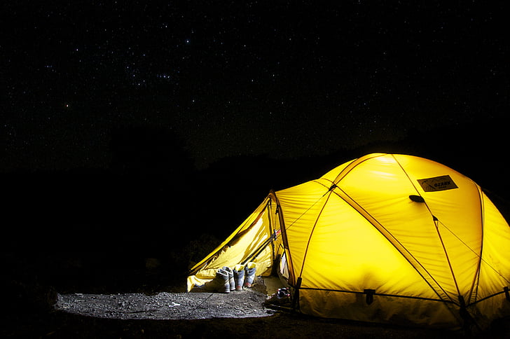 Camp, Camping, natt, Utomhus, stjärnor, tält