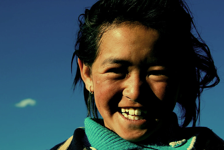 femme, Ladakh, Inde, Tibet, gens, visage humain, une seule personne