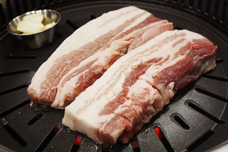 carn, carn de porc, a la brasa, edició lleugera, menjador, República de Corea, carnisseria