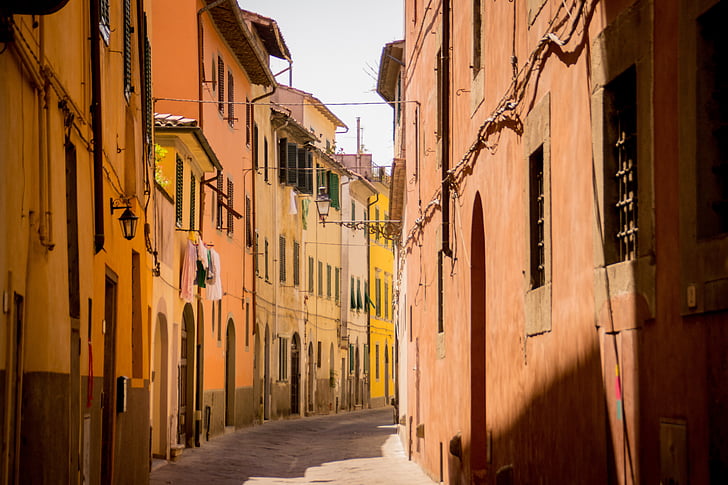 Ulica, Toskania, Włochy, stary, budynek, Miasto, Włoski