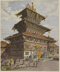 bhairava, 寺, bhatgaon, 塔, 尼泊尔, 图稿, 孤