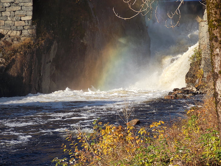 водопад, дъга, Норвегия, натурална вода