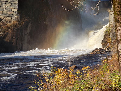 waterfall, rainbow, norway, natural water