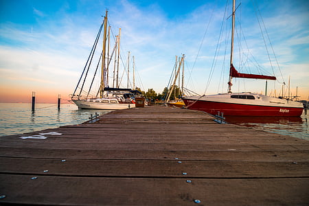 vela, Barche, ancorata, marrone, in legno, Dock, ancora