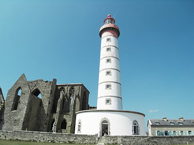 Bretagne-i, világítótorony, Atlanti-óceán partján, tengerpart, beépített szerkezet, építészet, nap