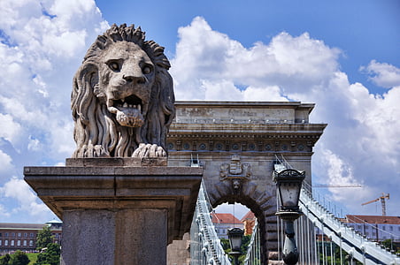 Ponte delle catene, Ponte, Leone, Budapest, luoghi d'interesse, architettura, Ungheria