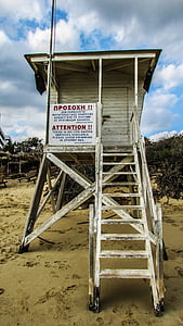 lifeguard tower, beach, sea, safety, cyprus, ayia napa