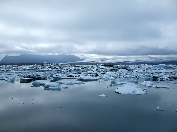 jäämägi, järve jää, külm, sinine, loodus, jää, Island