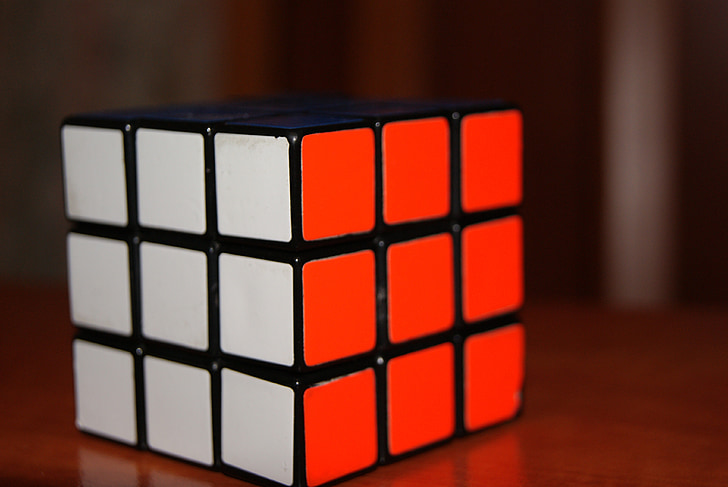 Rubik, kuutio, Puzzle, strategia, 3D, punainen, valkoinen