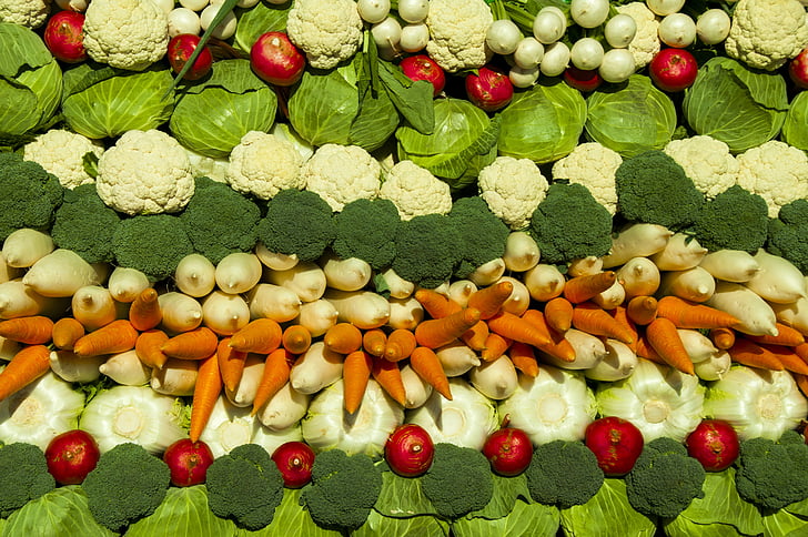 daržovės, kopūstai, morkų, brokoliai, valgomasis ridikas, kub, daržovių