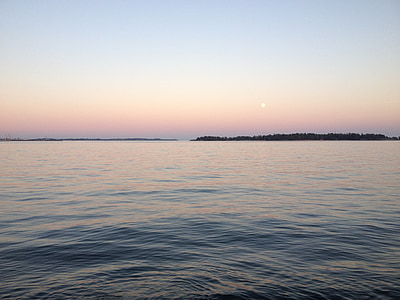 solnedgang, sjøen, kveld