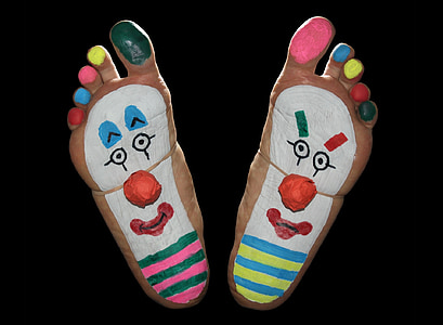 clown, voeten, voet, leuk, grappig, tong, geschilderd