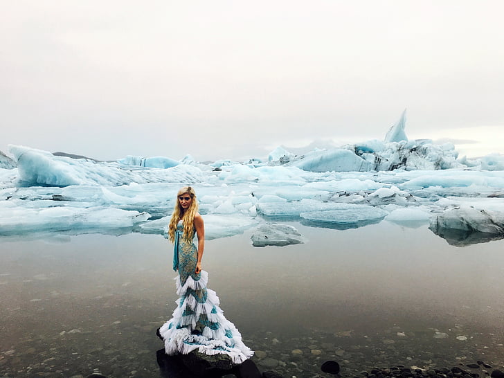 voyage, Islande, sirène, une seule personne, une femme seule, seules les femmes, beauté
