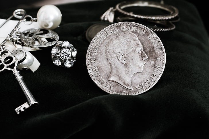 ezüst érme, Mark, német, birodalmi márka, öt, történelmileg, fém
