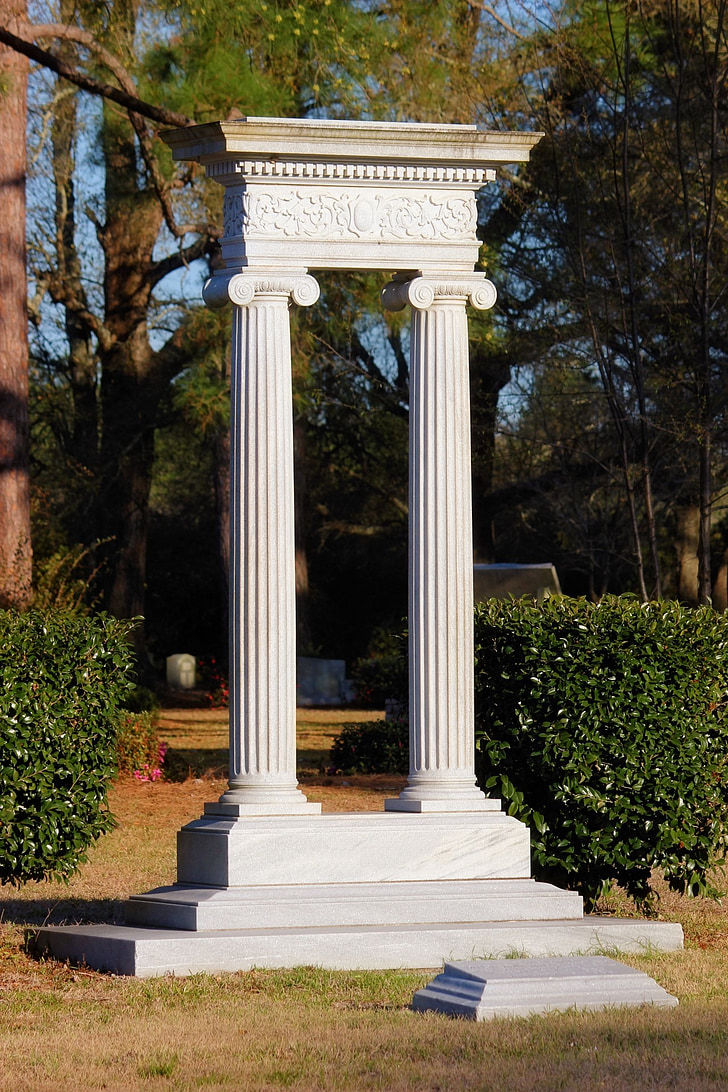pillars, monument, statue, cemetery, grave, headstone, religious