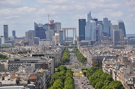 paris, the arc de triomphe, panorama, city