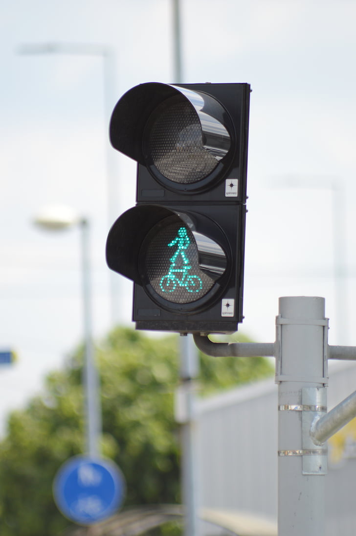 light, green, street light, signaling