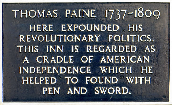 Thomas, Paine, Lewis, pub, historische, Amerikaanse, beroemde
