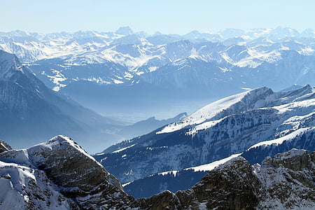 bergen, toppmötet, Steinig, imponerande, om införande av, postkartenmotiv, Mountain-toppmötet