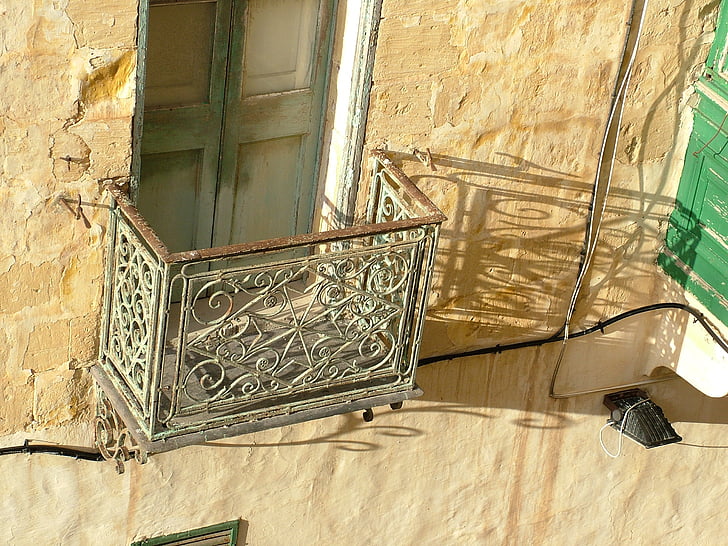 balkon, stari, senco igra, svetlobe, sence, arhitektura, okno
