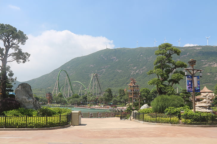 Regno dell'oceano, Chime-long, Zhuhai, il roller coaster, architettura, posto famoso, montagna