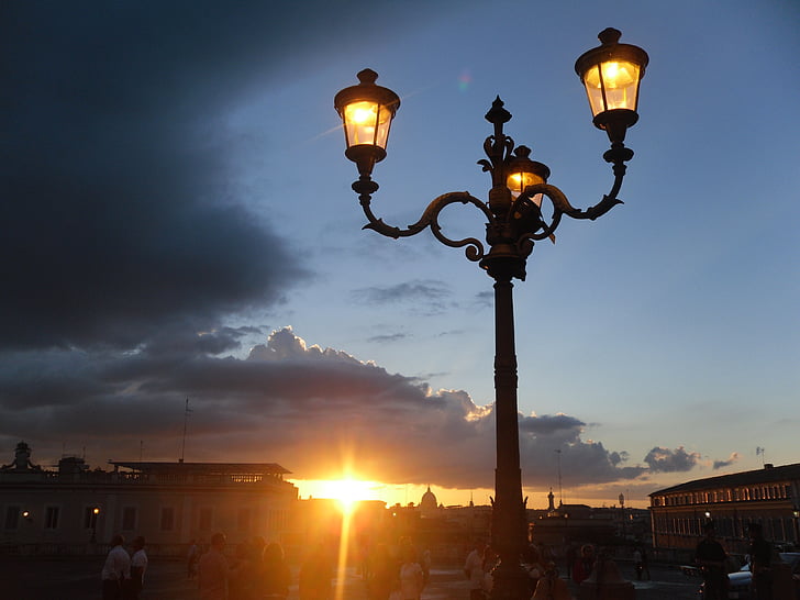 Roma, Itália, pôr do sol, Crepúsculo, noite, céu, nuvens