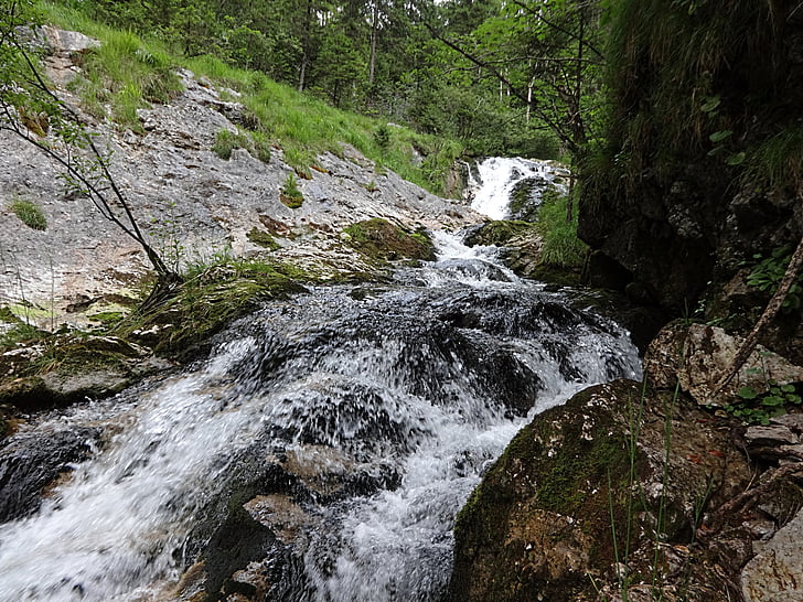 bach blanco, Arroyo blanco húmedo, de Bach, Arroyo de montaña, torrent, Baviera superior, naturaleza
