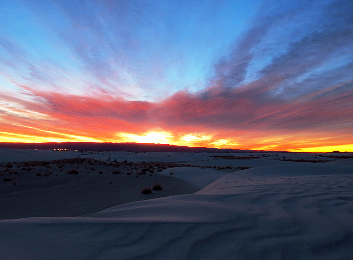 Sonnenaufgang, Landschaft, Himmel, bunte, landschaftlich reizvolle, White Sands Nationalmonument, New-mexico