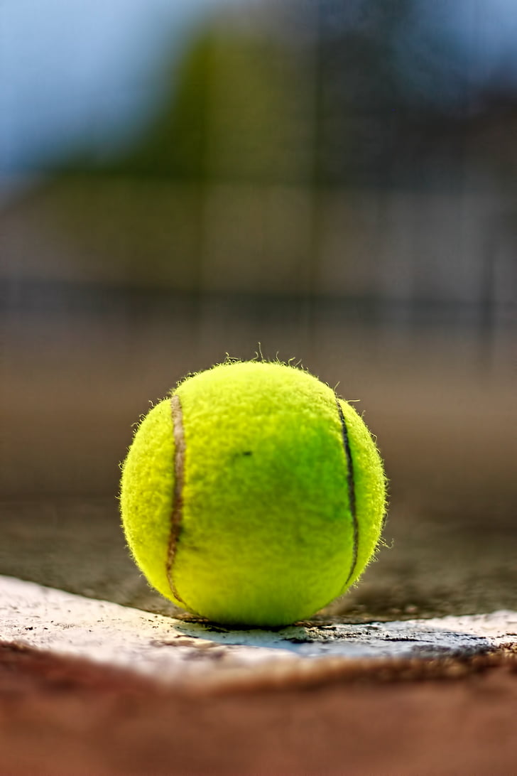 tennis, bollen, idrott, utrustning, gul, runda