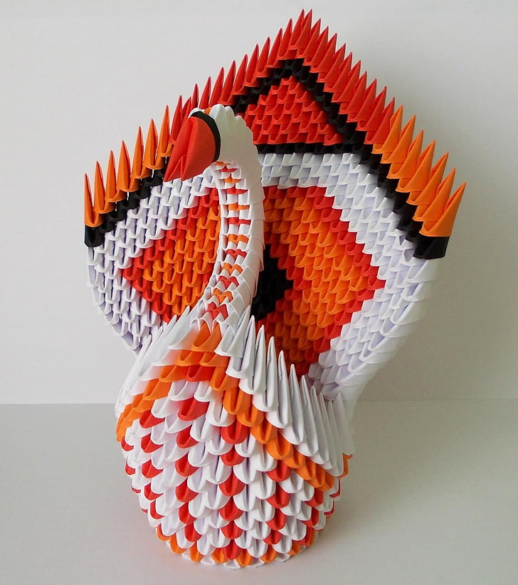 Origami, cisne, papel, plegable, doblado, Artes