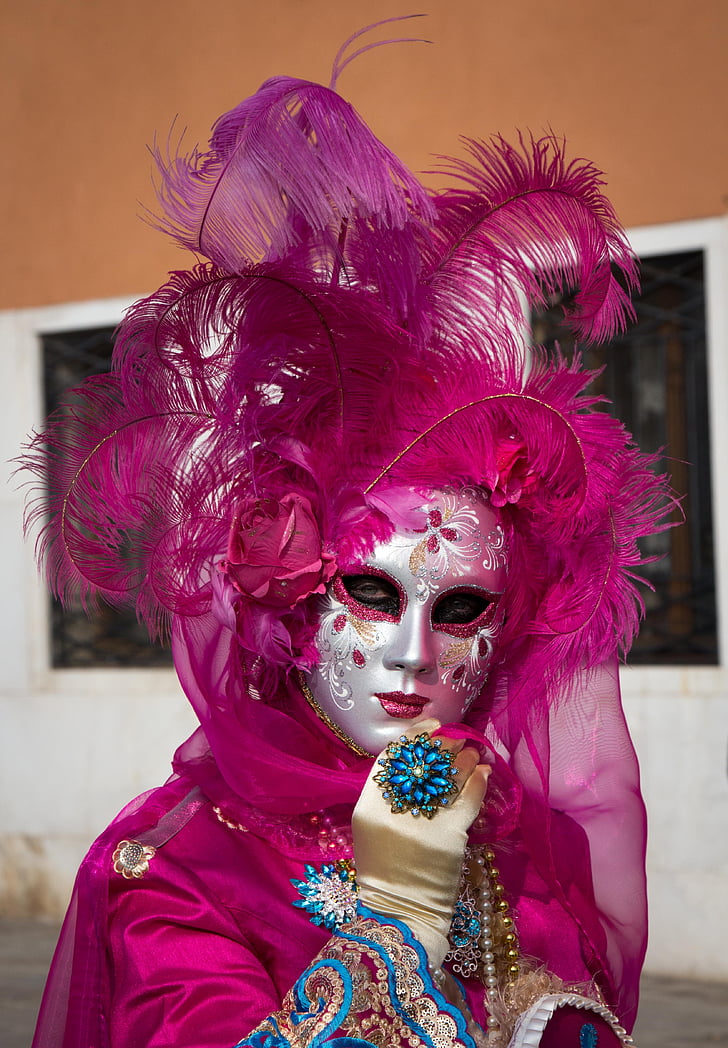Benátky, Carnevale, Karneval, žalúzie, maškarný ples, kostým, taliančina